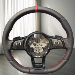 Volant en cuir véritable en stock pour VW CC <span class=keywords><strong>Golf</strong></span> <span class=keywords><strong>6</strong></span> 7 7.5 R MK6 MK7 MK7.5 Tiguan Passat <span class=keywords><strong>GTI</strong></span> <span class=keywords><strong>DSG</strong></span> - Product Image 2