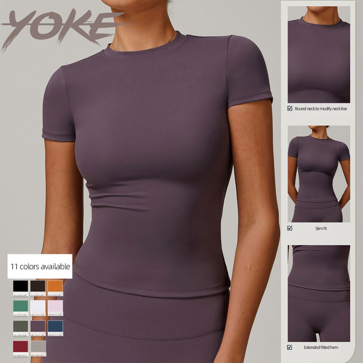 JC New Lightweight Breathable Quick Dry Yoga Top Fitness Sportswear Short Sleeve Yoga Clothing for Women