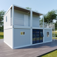 Maison conteneur à deux étages à montage rapide, double niveau avec terrasse, villa modulaire pour la vie quotidienne en famille
