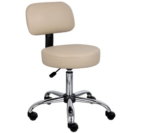 Tabouret de salon blanc Wally Beauty avec dossier, réglable en hauteur, à roulettes, pour salon de manucure et coiffure - Product Image 1