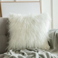 Housse de coussin personnalisée en fourrure unie, pelucheuse et moelleuse, pour décoration intérieure, idéale pour le salon (vente en gros)