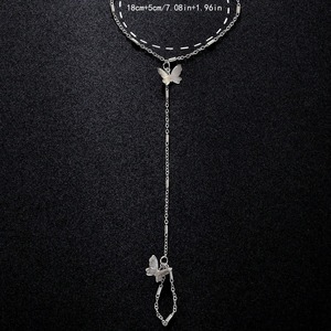 2024 Schakel Ketting Armband Koper Zirkoon Vlinder Kralen Vinger Ring Pols Ketting Slave Armbanden Parel Hand Ketting Armband - Product Image 4