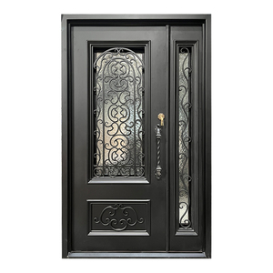<span class=keywords><strong>Porte</strong></span> d'entrée extérieure en <span class=keywords><strong>fer</strong></span> forgé, design classique, sur mesure, une <span class=keywords><strong>porte</strong></span> et une demi-<span class=keywords><strong>porte</strong></span>, prix d'usine, pour maisons - Product Image 1