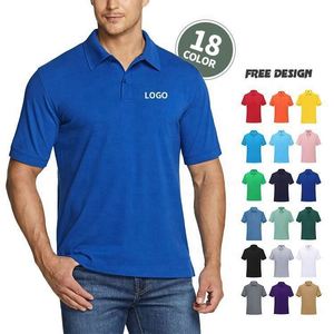 Wholesale Customized Embroidered Logo Solid Knitted High Quality Cotton Men's for Shirts Work Uniform - Product Image 1