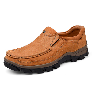 Mocassins pour hommes en cuir de vache véritable faits à la main, à <span class=keywords><strong>lacets</strong></span>, bas de gamme, pour le travail en extérieur, la randonnée, le trekking et le cross-country - Product Image 2