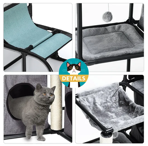 <span class=keywords><strong>Arbre</strong></span> à <span class=keywords><strong>chat</strong></span>, poteaux à gratter, condo d'escalade, salle de sport, maison pour animaux de compagnie, hamac, jouets, meubles, centre d'activités, kit multi-niveaux - Product Image 5