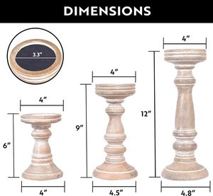 <span class=keywords><strong>Chandelier</strong></span> colonne en bois sculpté à la main-ensemble de 3 pièces style de décoration adapté aux centres de table de campagne - Product Image 2