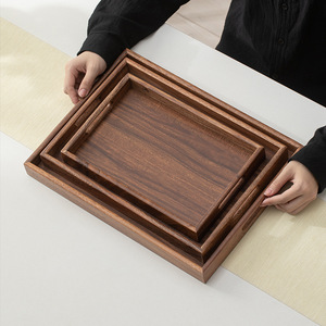 Japanese Style Rectangular Walnut Wood <b>Tray</b> Large Solid Wood <b>Tea</b> <b>Tray</b> For Home Snacks Tableware And <b>Tea</b> Saucers - Product Image 1