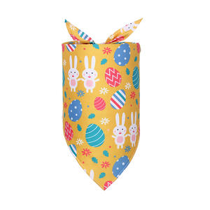 Commercio all'ingrosso personalizzato stampato uovo coniglietto disegni bandane per le vacanze triangolo sciarpe bavaglini per uso esterno il giorno di Pasqua - Product Image 6