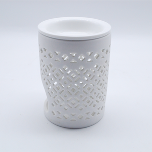 Brûleur <span class=keywords><strong>à</strong></span> <span class=keywords><strong>cire</strong></span> en céramique de porcelaine cylindrique <span class=keywords><strong>blanc</strong></span> de haute qualité, porte-bougie - Product Image 2