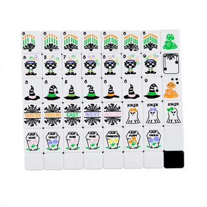 Juego de Mahjong Moderno de Lujo <span class=keywords><strong>en</strong></span> Dos Tonos Blanco y Negro para Halloween, Diseño Floral de Lápida con Fantasmas, Fichas Lisas y Pulimentadas, Portátil para Fiestas - Product Image 3