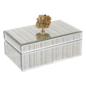 Scatola Decorativa Portaoggetti Moderna con Manico in Cristallo Dorato per Arredamento Casa, Ufficio, Bagno, Soggiorno - Product Image 1