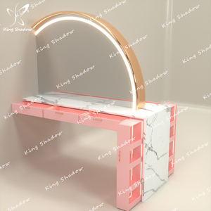 Espejos de salón de peluquería de lujo con marco dorado simple/doble, estación de peluquería, espejo de salón Led, otros muebles de salón - Product Image 5