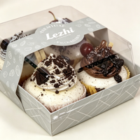 Caja para Pastel Personalizada, Impresa, de Calidad Alimentaria, de Papel Kraft Blanco, Transparente, para Pastel Suizo, Bandeja para Empacar Productos Horneados