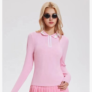 T-Shirt Sportiva da Donna in Spandex con Zip, Collo a Polo, Manica Lunga, Asciugatura Rapida per Palestra e <span class=keywords><strong>Tennis</strong></span> - Product Image 1