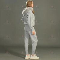 Pull à capuche avec col en fourrure de haute qualité pull-over pantalon ensemble de deux pièces sweat à capuche en laine personnalisé doux pour femmes ensemble de pull-over en fourrure