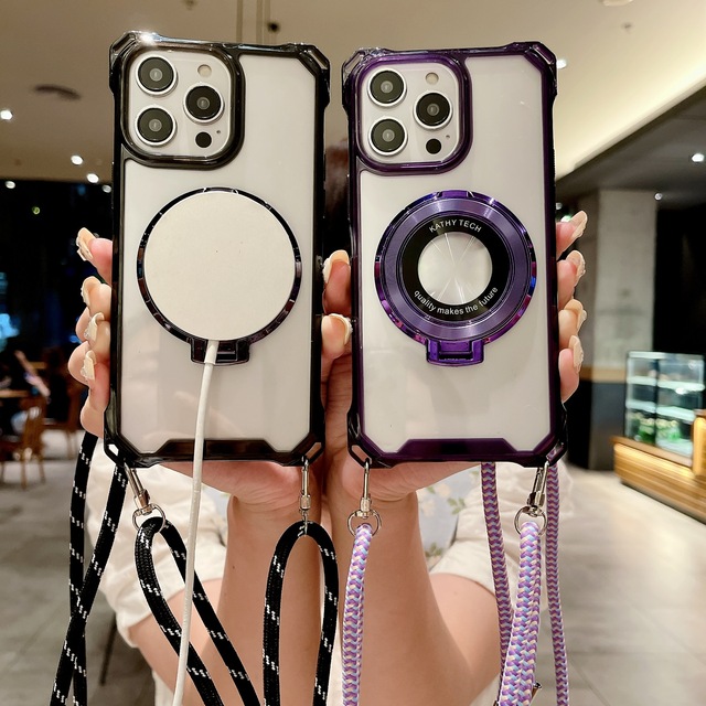 Luxury Transparent Phone Case for iphone 17 15 Pro Max With Bracket Accessories for iphone 16 Cover