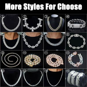 Цепочка-колье и браслет в стиле хип-хоп с кубинским плетением, с выращенными в лаборатории бриллиантами VVS, из золота 14К/10К, мужские украшения - Product Image 4