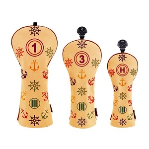 Fabrication professionnelle de housses de tête de club de golf personnalisées en cuir PU avec logo, pour driver, fairway wood, hybride, personnalisable, ensemble de housses de tête de club de golf - Product Image 1