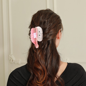 Nouvelle crevette Sushi acétate épingle à cheveux rose doux pince à cheveux dos de la tête épingle à cheveux requin pince coiffure mignon cheveux accessoires - Product Image 2