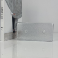 Brique de verre solide texturée effet écorce d'orange, transparente, avec trous pré-percés, bloc de cristal pour décoration murale intérieure, directement de l'usine