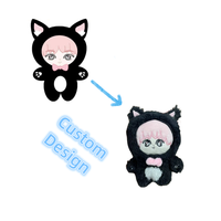 Porte-clés personnalisé en peluche, mini figurine de dessin animé, pendentif de sac en forme de chat avec capuche, OEM ODM