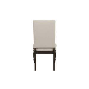 Juego de 2 muebles de comedor modernos DB, sillas de comedor de madera con acabado de roble oscuro, asiento trasero tapizado en crema, embellecedor de cabeza de clavo para sala de estar Ro - Product Image 5