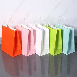 Kraft Paper Bags With Handle Custom Printed Recyclable Paper Shopping Bags For Cake Bread Baking Takeout Paper <b>Packaging</b> - Product Image 3