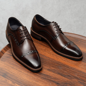 Nouveauté, best-seller : chaussures basses pour homme, style anglais, entièrement en cuir de vache, à trois clips, style à bride avant, respirantes, pour le travail - Product Image 3
