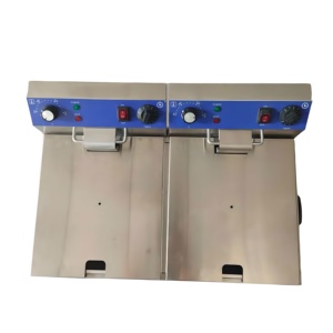 Hot bán điện 11L + 11L thương mại Tabletop thép không gỉ xi lanh đôi nồi chiên sâu nhà hàng nhà bếp xách tay Pháp - Product Image 5