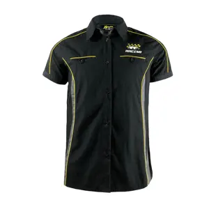 Penjualan terlaris OEM kustom Logo hitam poliester dicetak pria kaus balap untuk penggemar olahraga pakaian