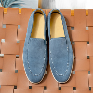 <b>Men's</b> <b>Blue</b> Faux Suede <b>Loafers</b> Round Toe Slip-On Breathable Office Dress Shoes Rubber Outsole All Seasons EVA Midsole - Product Image 1