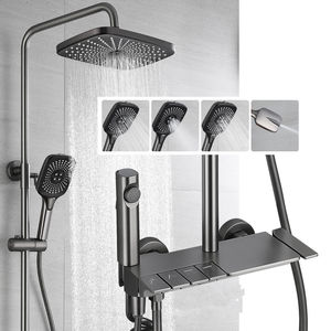 Ensemble <span class=keywords><strong>de</strong></span> <span class=keywords><strong>douche</strong></span> thermostatique intelligent numérique noir mat, <span class=keywords><strong>colonne</strong></span> <span class=keywords><strong>de</strong></span> mélangeur <span class=keywords><strong>de</strong></span> <span class=keywords><strong>douche</strong></span> <span class=keywords><strong>de</strong></span> salle <span class=keywords><strong>de</strong></span> bain avec fonction d'étagère - Product Image 2