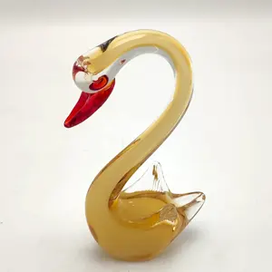 Artware-cisne amarillo de cristal, cristal amarillo