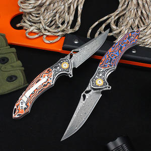 Coltello Pieghevole GT-DM024 in Acciaio Damasco Personalizzabile con Manico in Fibra e Acciaio per Attività all'Aperto Tunafire - Product Image 6