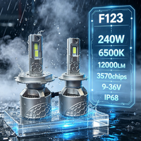 SunRise F123 881 Auto-LED-Scheinwerfer 12V 240W 12000LM 6500K Doppel-Kupferrohr Neu IP67 Wasserdicht Hohe Helligkeit Plug-and-Play