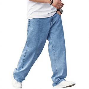 Men's Vintage Washed Blue Cargo Jeans Loose Fit Wide Leg Denim 100% Cotton Eco-Friendly Lightweight Breathable Quick Dry Color - Product Image 3