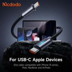 Mcdodo 574/571 Charge rapide 100W PD USB-C à USB-C Câble de données Lumière Respiration LED Nylon Matériau Tressé pour iOS Android Mac - Product Image 5