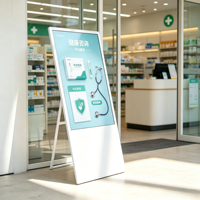 Kiosque sur pied en forme de A, écran d'affichage d'information pour hall de bureau de 50 pouces, Android 2160*3840, verre trempé, LAN