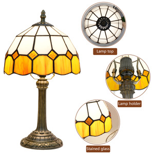 Lampada da Tavolo Elettrica <span class=keywords><strong>Tiffany</strong></span> AC E26 LED Dimmerabile, Stile Barocco Classico Europeo, Paralume a Cupola Viola, Design per Sala Studio - Product Image 1