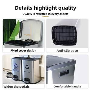 Cubo de basura de acero inoxidable de 20L-200L <span class=keywords><strong>con</strong></span> parte superior abierta, cubo de basura de pie, <span class=keywords><strong>Pedal</strong></span>, vestíbulo comercial, cubo de basura almacenado para reciclaje interior - Product Image 2