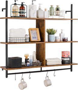 Estantería de tubería flotante, estantes de cocina, <span class=keywords><strong>escalera</strong></span>, barra de café, estante colgante, estantería de exhibición, almacenamiento, <span class=keywords><strong>perchero</strong></span> montado en la pared - Product Image 2