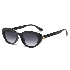 Nuevas gafas de sol con montura ovalada retro europeas y americanas para mujer, montura negra de PC, protección UV400, clase 2, venta al por mayor - Product Image 3