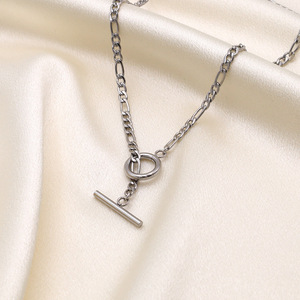 T Bar Chain Necklace Steel Color Geometric Design Party Fashion Clavicle Chain - Product Image 1