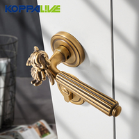 Poignée de porte intérieure silencieuse Koppalive en laiton massif, style ange français, or et argent, luxe, avec serrure magnétique intégrée pour entrée de villa