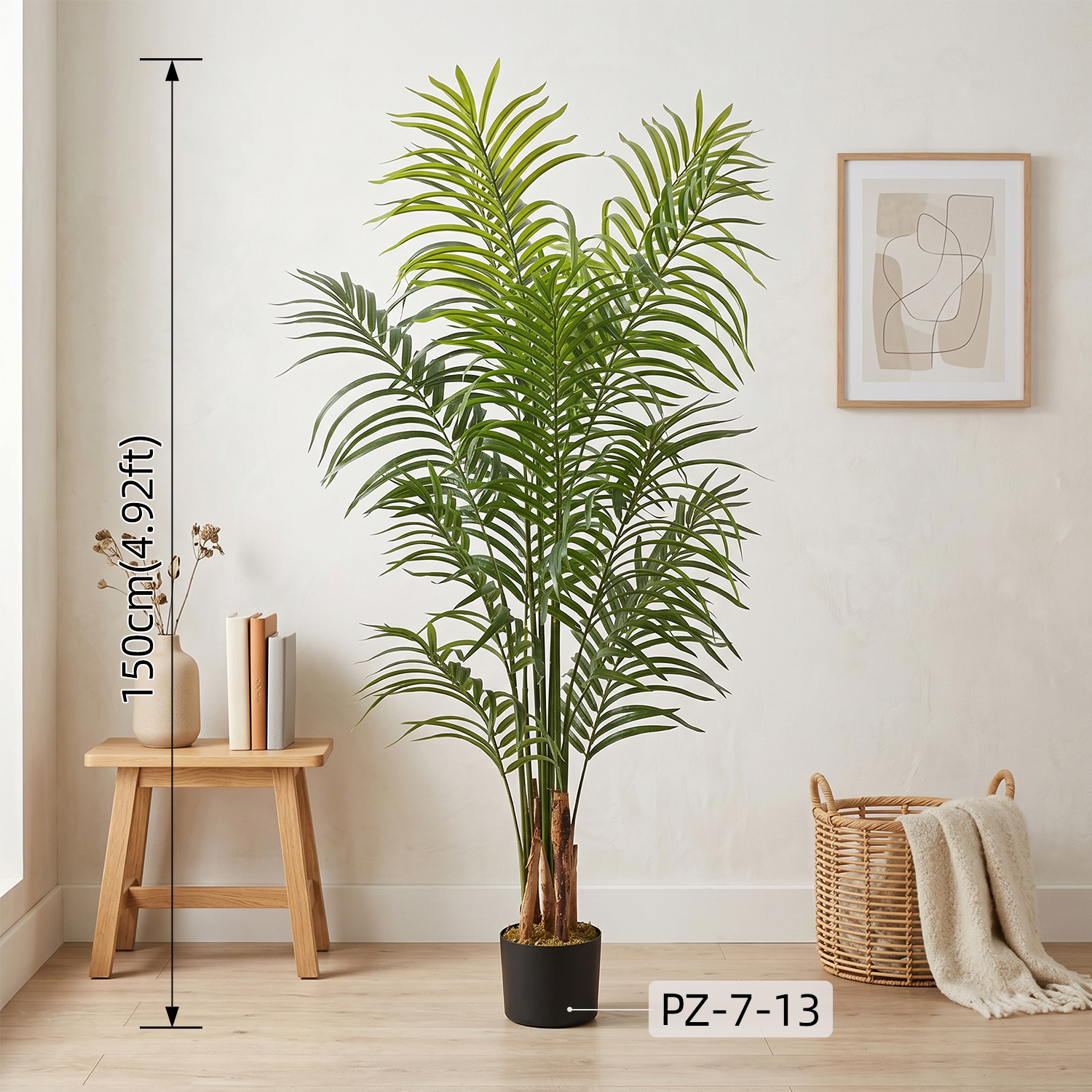 Slender Faux Palm Tree Lifelike Potted Tropical Greenery Plant