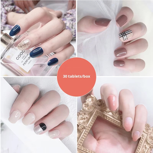 Juego de 30 <span class=keywords><strong>Uñas</strong></span> Postizas de Lujo ABS con Cobertura Completa, Nuevas Parches de Manicura Reutilizables con Patrón Cuadrado, Fácil Aplicación <span class=keywords><strong>en</strong></span> los Dedos - Product Image 1
