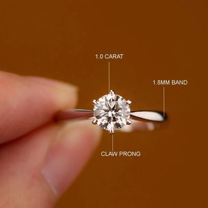 Round Brilliant Lab-Grown Diamond <b>Solitaire</b> <b>Ring</b> - Minimalist Design Ethical 925 Sterling <b>Silver</b> for Engagement Gift - Product Image 6