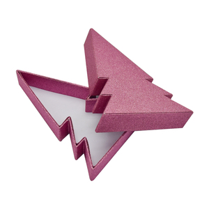 Special paper glitter material Heaven and earth cover Custom Logo Christmas Tree Shaped Creative Gift Box Pink