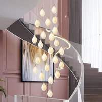 Lustre suspendu en céramique en forme de pétale de magnolia, style nordique moderne, pour chambre à coucher, restaurant, villa avec escalier duplex, LOFT